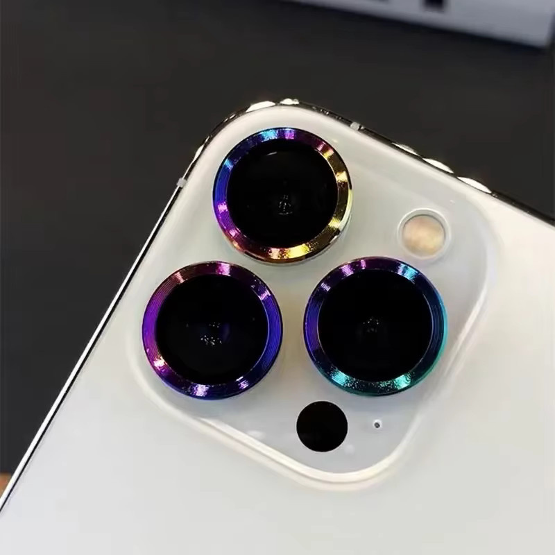 Metall Glas Kamera Schutzfolie mit Metall Ring für iPhone 14 15 16 17 Pro Max in Schwarz, 2-3 Stück Set - Bild 4