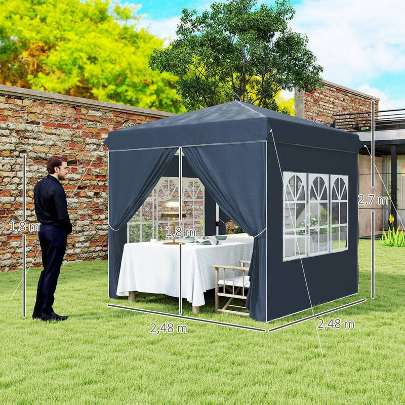 Outsunny Pop-up Faltpavillon mit 4 Seitenteilen Dunkelblau B/H/T: 248 x 270 x 248 cm - Bild 6
