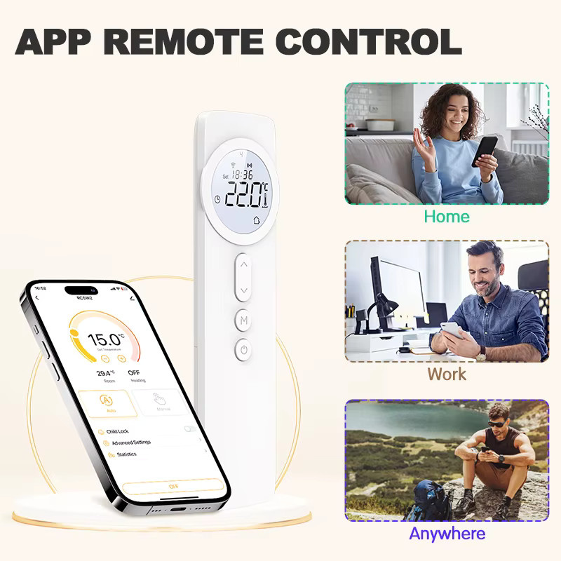 EZAIOT Smart Wireless RF433 Thermostat mit Tuya WiFi Fernbedienung für Wasserheizung und Gasheizung, kompatibel mit Alexa und Google Home, Weiß - Bild 2