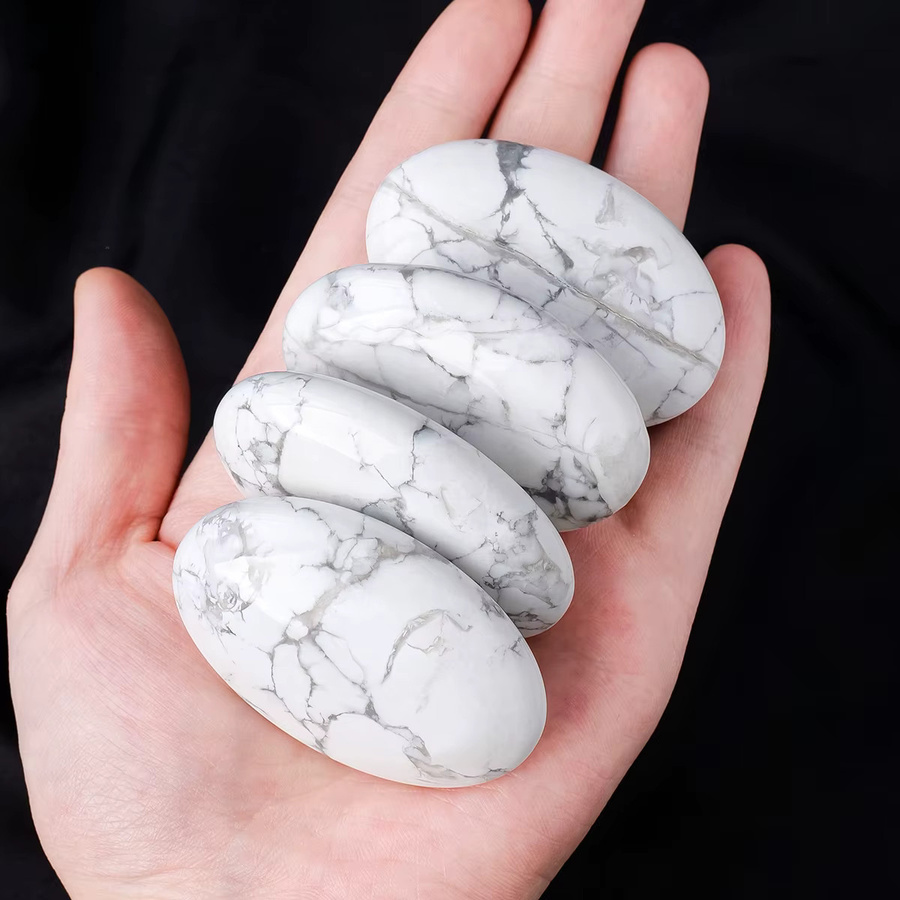 Runyangshi Howlite Palme aus weißem und türkisfarbenem Naturstein als dekoratives Kristall-Ornament - Bild 3