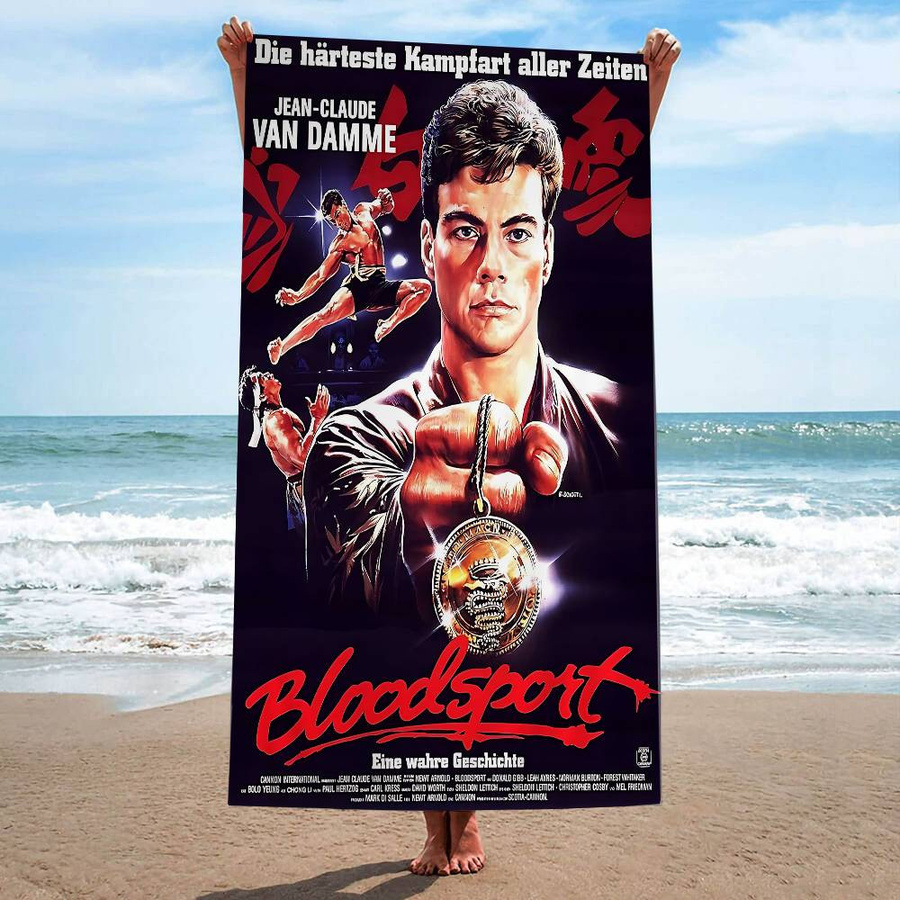 Ka Chen Muda Bloodsport Vintage Film Strandtuch aus Mikrofaser, schnelltrocknend und super saugfähig, Multicolor, Breite: 30 cm, Höhe: 60 cm - Bild 3