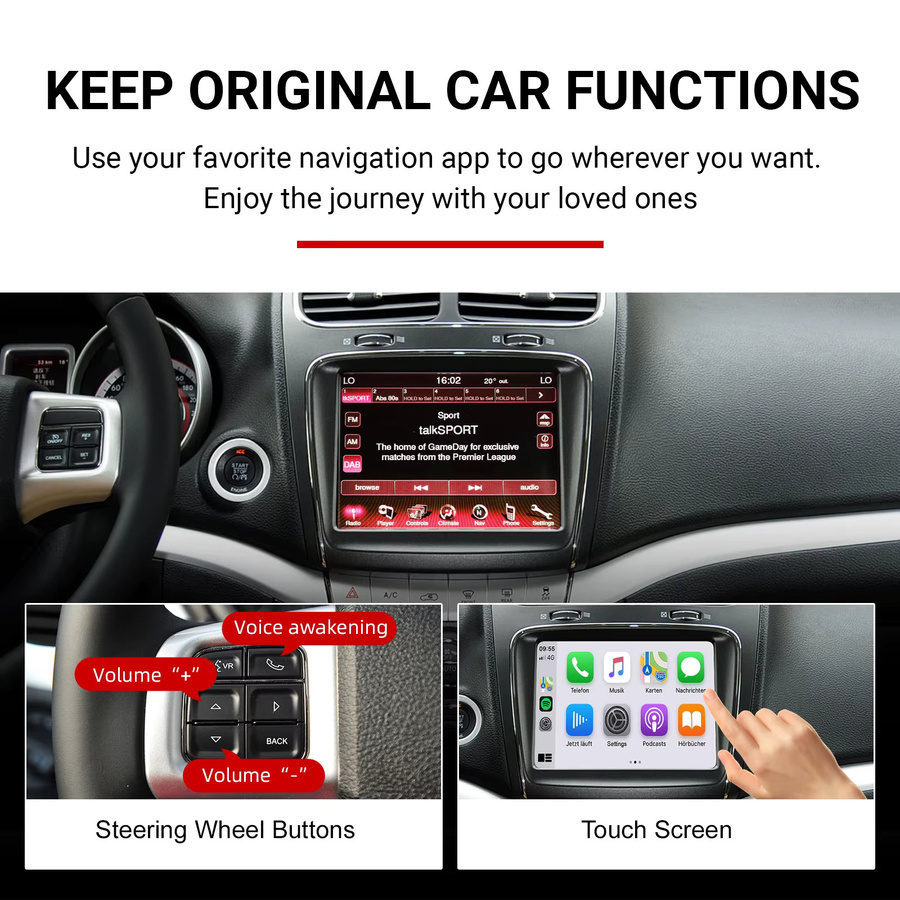 ANYFAR Kabelloses CarPlay und Android Auto Nachrüstkit Decoder-Box für Dodge Challenger, Journey, Charger und Durango (2011-2017), Schwarz - Bild 6