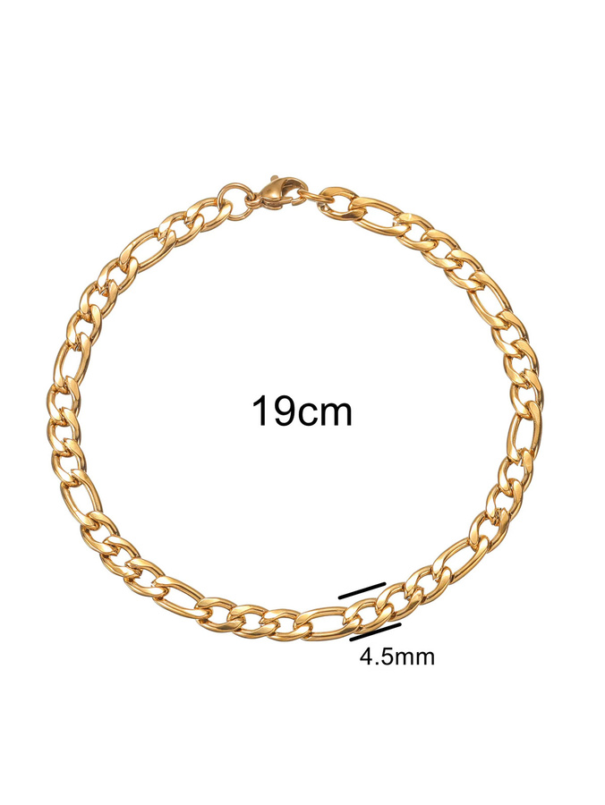 MECYLIFE Armband Edelstahl, 18K Vergoldet, Gold, Herren, Figaro-Kette - Bild 3