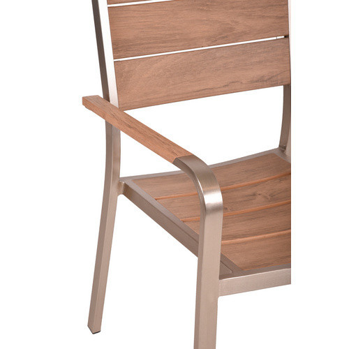 Garden Pleasure Stapelstuhl Florence 4er Set aus Aluminium und Kunststoff in Braun, mit Armlehnen und UV-beständig - Bild 2