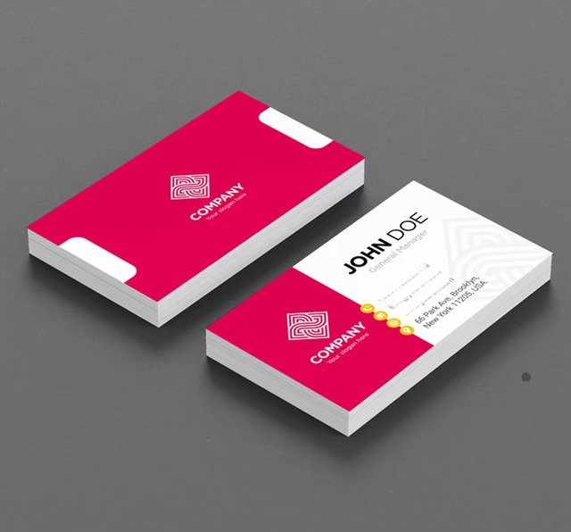 100 Stück Personalisierte Doppelseitige Visitenkarten und Dankeskarten in Pink, 300g Papier, B: 9 cm, H: 5,4 cm - Bild 1