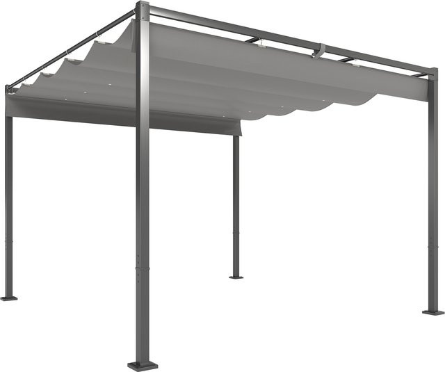 Outsunny Garten Pavillon Pergola mit verstellbarem Dach und magnetischem Pad, Grau, B/T: 300 x 300 cm - Bild 1