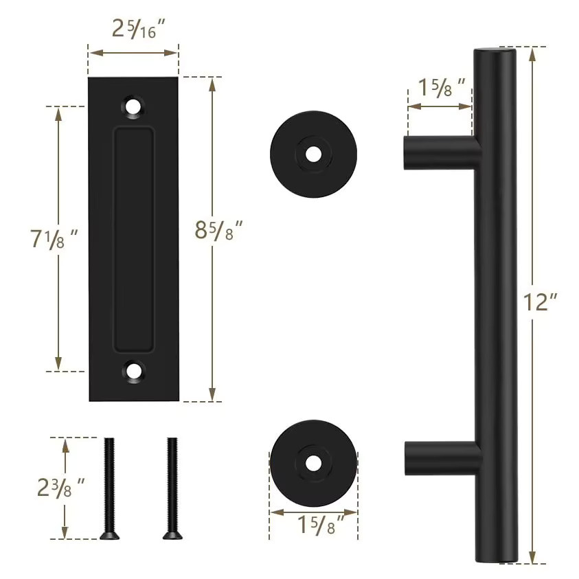 KAK Schiebetürgriff Flush Pull in Schwarz Matt für Scheunentüren und Möbel, Breite: 30,48 cm - Bild 5