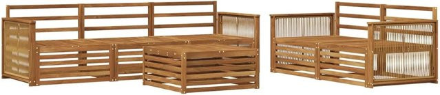 vidaXL Outdoor-Sofagarnitur aus Akazie Massivholz in Natur Braun, 6-teiliges Set in U-Form - Bild 1