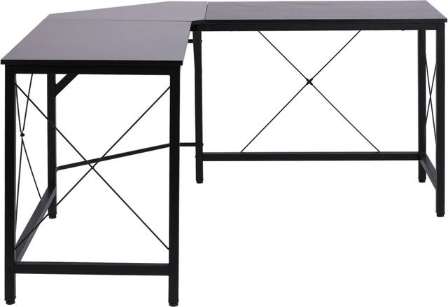 HOMCOM L-Form Computertisch in Schwarz, moderner Winkelschreibtisch aus MDF und Stahl, B/T/H: 150 x 150 x 76 cm - Bild 1