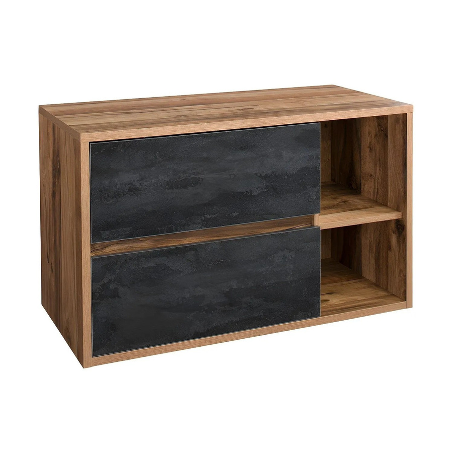 Waschbeckenunterschrank Vente-unique Tikitiki Wandmontage Naturfarben Hell Braun Anthrazit Breite: 100 cm - Bild 2