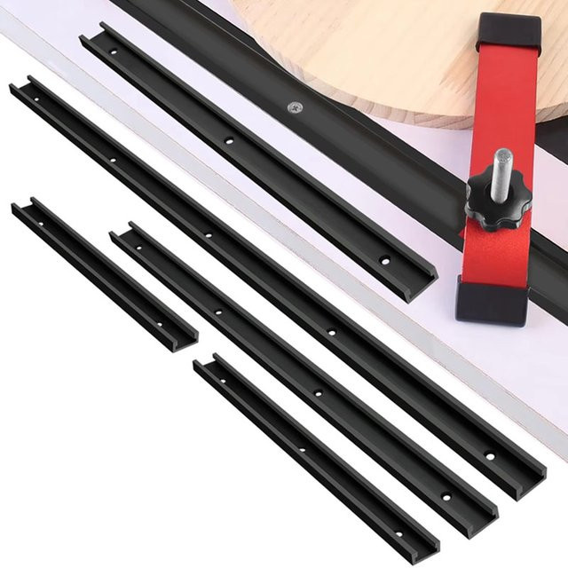 FNICEL 2er Set T30 T-Track Gehrungsschablone aus Aluminium in Schwarz für Router, Tisch und Bandsägen, Länge: 30 cm, 40 cm oder 50 cm - Bild 1