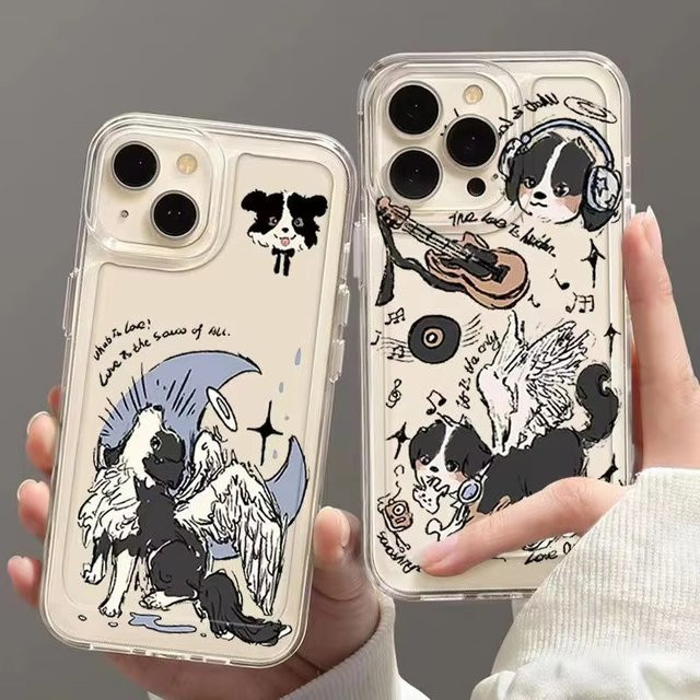 Etmakit Handyhülle mit Engeltier-Design für iPhone 11 bis iPhone 16 Pro Max, Transparent - Bild 1