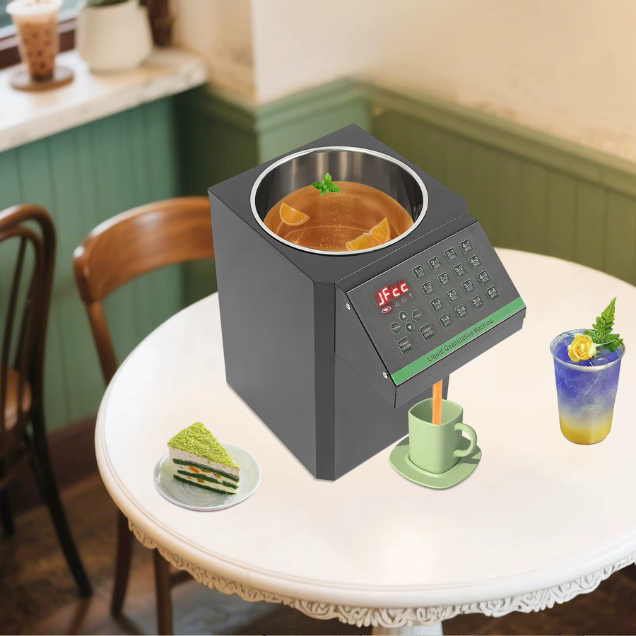 Bymaocar Automatischer Fruchtzuckerspender aus Edelstahl, 8L Sirupspender für Bubble Tea, 220V 120W, Silber/Schwarz - Bild 2