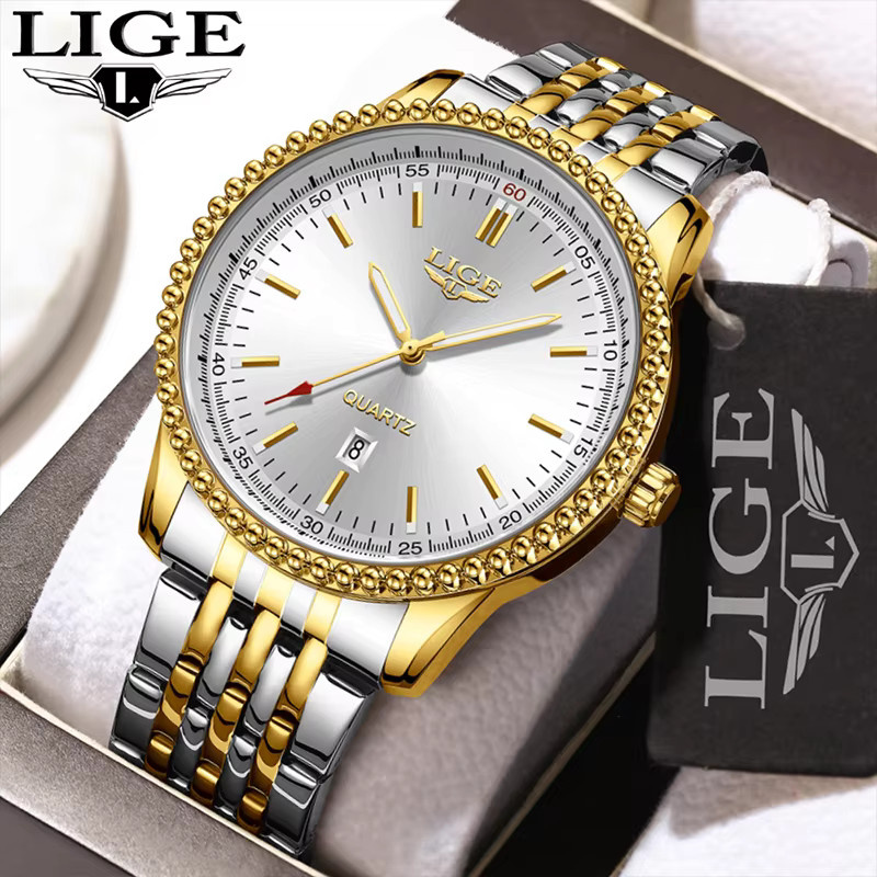 LIGE Armbanduhr Quarz, Edelstahl, Kautschuk, Weiß, Herren - Bild 2