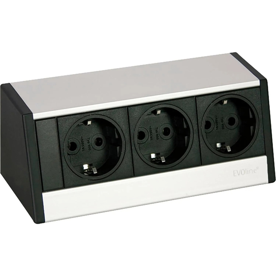 EVOline R-Dock Steckdosenelement 3-Fach Schuko 3.600 W in Alufarbig und Schwarz - Bild 2