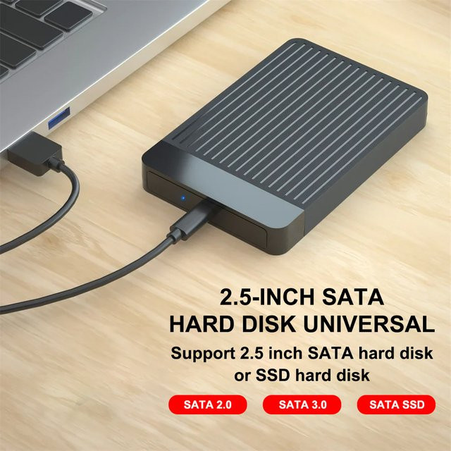 WALRAM USB-C 2,5 Zoll SATA HDD- und SSD-Gehäuse für externe Festplatten, Schwarz - Bild 1
