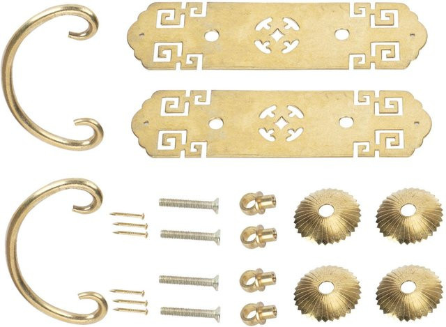 OutsideWorld Antiker Schranktürgriff im chinesischen Stil aus Messing in Gold, 2er-Set - Bild 1