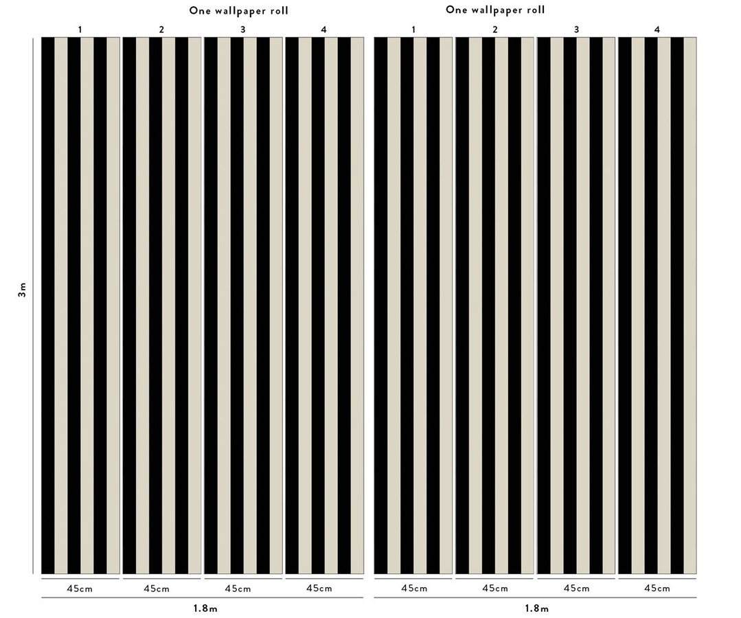 House of Hackney Mural Mono Stripe Wandtattoo in Schwarz, Beige und Weiß - Bild 2