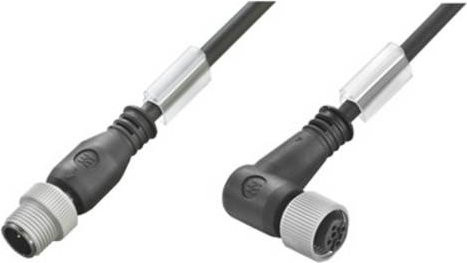Weidmüller Sensor-Aktor-Steckverbinder M12 konfektioniert, gerade Stecker und gewinkelte Buchse, schwarz, 5,00 m - Bild 1
