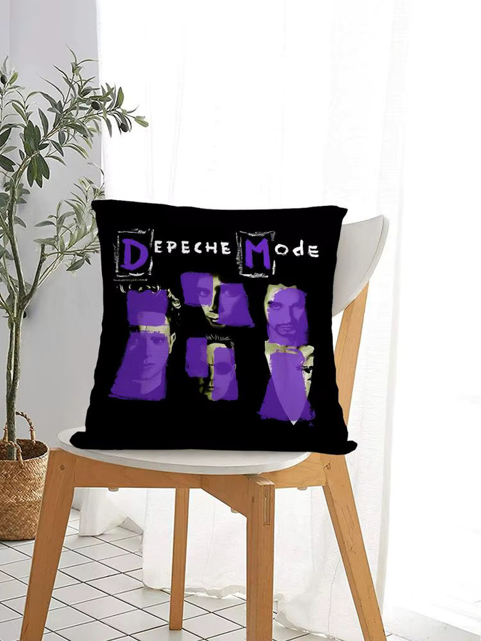 D-DEPECHE M-MODE Band Kissenbezug aus Bio-Leinen mit doppelseitigem Grafikdruck, Weiß und Schwarz, B/B: 30 x 30 cm - Bild 4