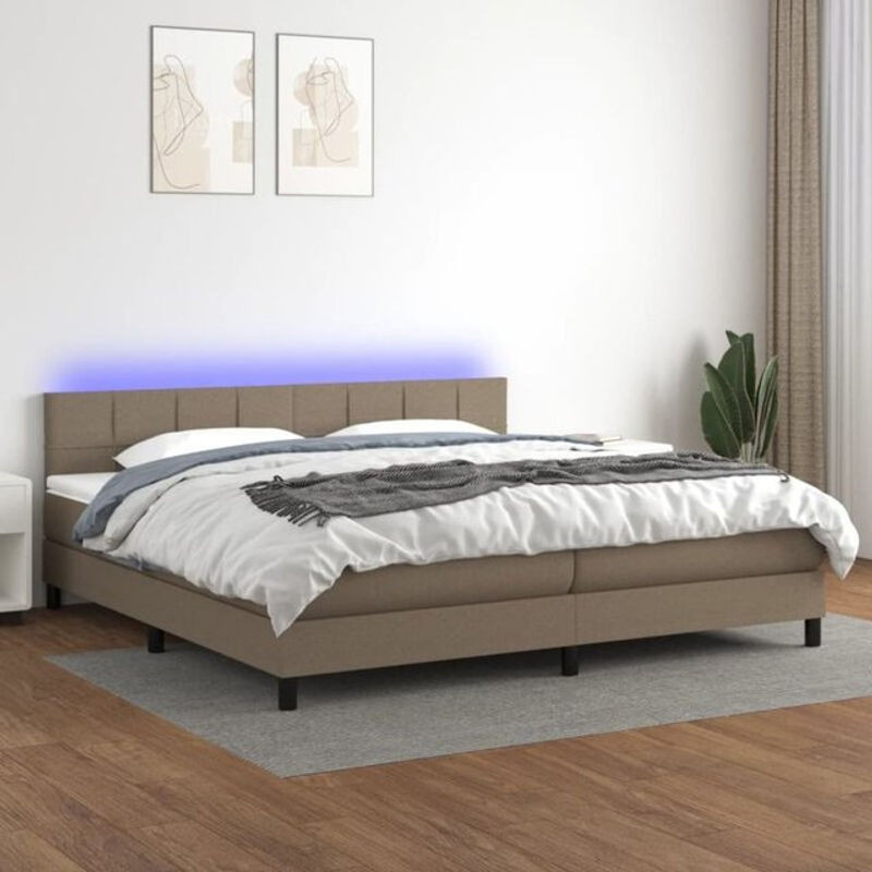 Vidaxl Boxspringbett mit Matratze in Taupe Meliert aus Stoff und Holzwerkstoff B/T: 200 x 200 cm - Bild 1