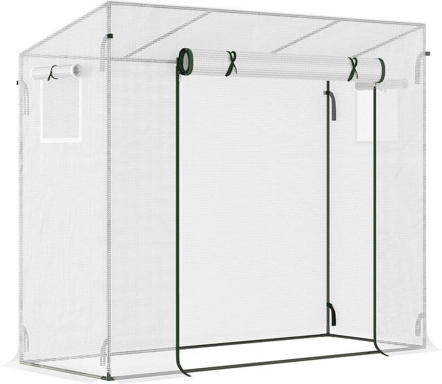 Outsunny Gewächshaus aus Stahl und PE mit Rolltür und Seitenfenstern, H x B x T: 196 x 200 x 68 cm - Bild 1