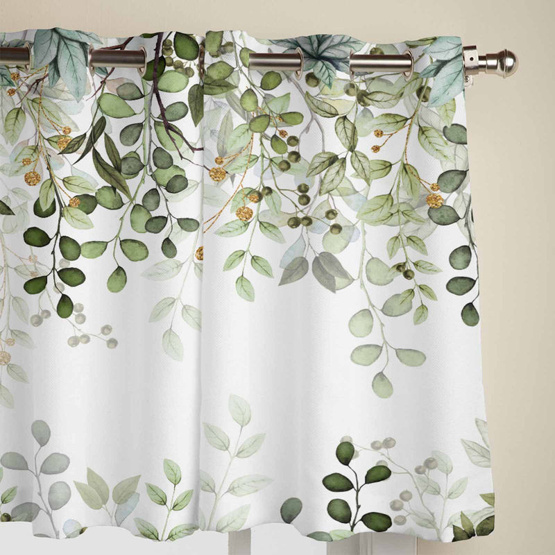 Super Six Fenstervorhang mit abstraktem Blätter- und Zweigmuster in Salbeigrün und Grau, halbtransparent, B: 135 cm, H: 60 cm - Bild 3