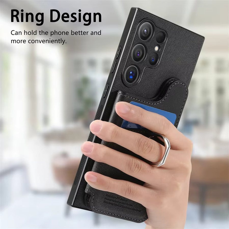 RFID-blockierende magnetische Handyhülle mit Kartenhalter für Samsung S25 S24 S23 S22 Ultra Plus FE A56 A55 A36 A26 A16 5G in Schwarz - Bild 3