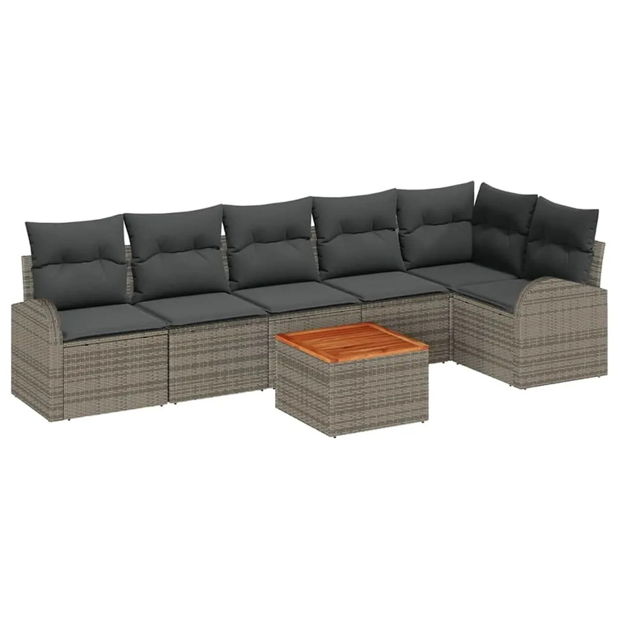vidaXL Garten-Sofa-Set 7-teilig aus Polyrattan in Grau mit Polsterung - Bild 2