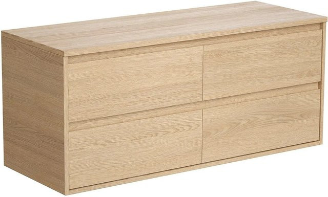 Waschbeckenunterschrank Milipam in Naturfarben Hell mit Eichenholzfurnier, Breite: 120 cm - Bild 1