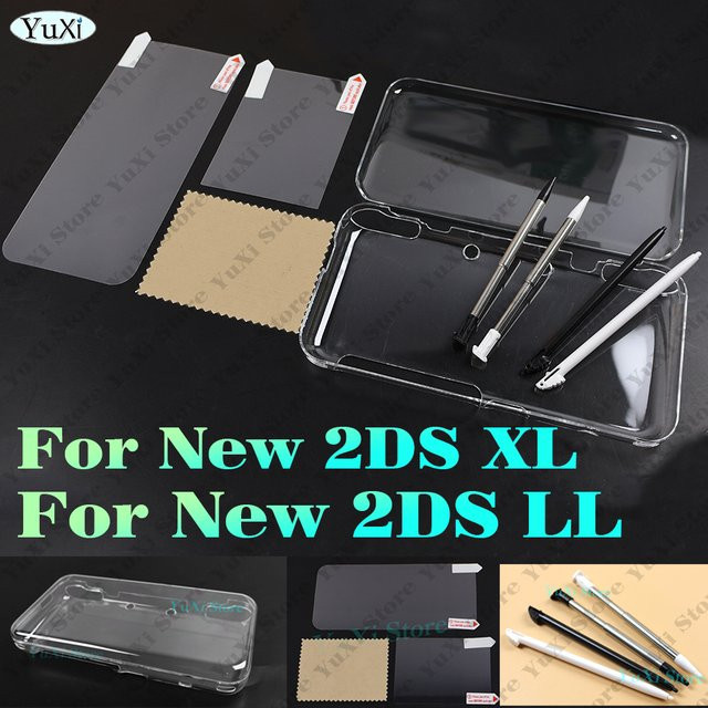 YuXi Schutzhülle für 2DS XL LL in Transparent mit Bildschirmfolien und Stylus-Stift-Set - Bild 1