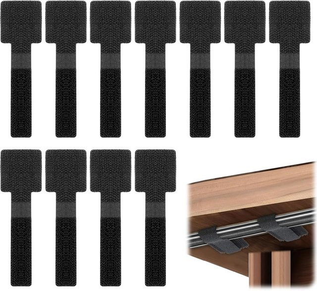 50 Stück wiederverwendbare Kabelbinder in Schwarz als selbstklebender Kabel-Organizer zur Kabelverwaltung - Bild 1