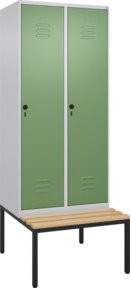 C+P Spind Classic PLUS Spind mit Sitzbank, 2 Abteile, Buche-Hartholz, Sicherheits-Drehriegel und 4 Garderobenhaken, B/T/H: 212,0 x 80,0 x 81,5 cm - Bild 1