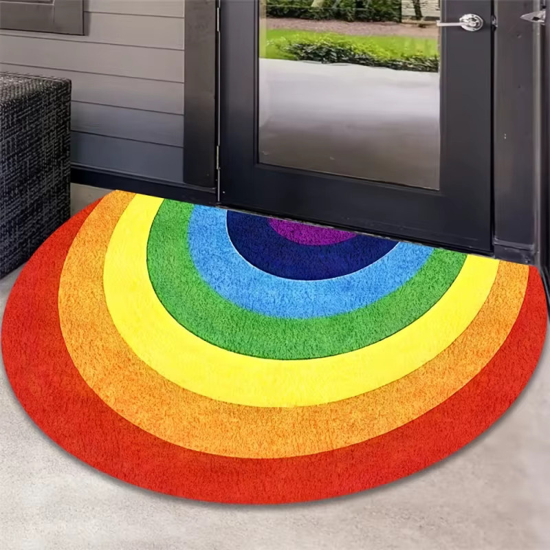 VIKAMA Regenbogen-Halbkreis-Fußmatte, rutschfest und pflegeleicht, Mehrfarbig, B/T: 60 x 40 cm - Bild 3