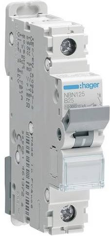 Hager Leitungsschutzschalter NBN125 1-polig 25A 400V Weiß B/T/H: 1,75 x 7,0 x 8,3 cm - Bild 1
