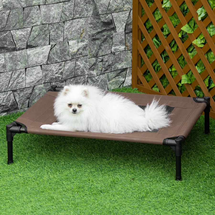 PawHut Outdoor-Hundebett aus robustem 600D Oxford Stoff in Braun mit Metallgestell für Hunde und Katzen, B/T/H: 76 x 61 x 18 cm - Bild 2