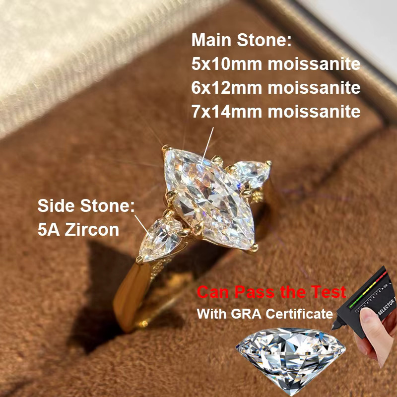 BXINY Ring 925 Silber, Moissanit, Damen - Bild 4