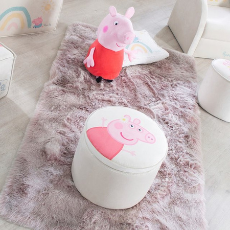 Roba Kinderhocker Peppa Pig rund mit Samtbezug in Weiß, B/T/H: 33 x 33 x 27 cm