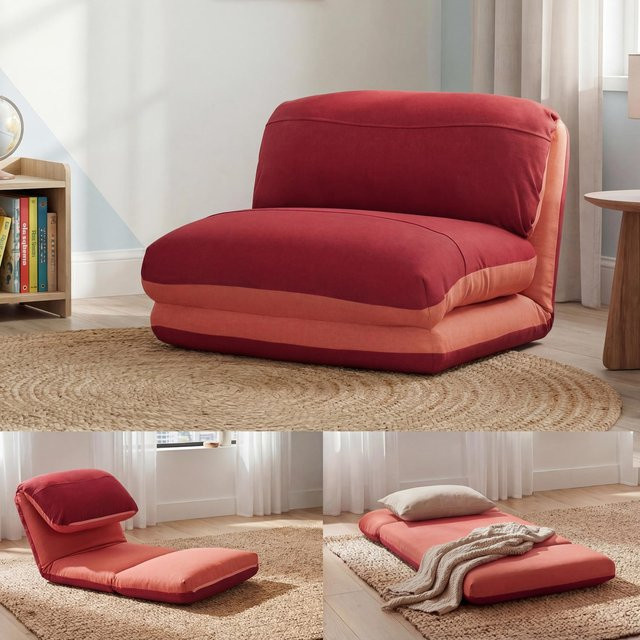 MCW Schlafsessel E68 Funktionssessel als Klappsessel und Schlafsofa in Orange/Dunkelrot mit Stoffbezug, B/T/H: 75 x 60 x 29 cm - Bild 2