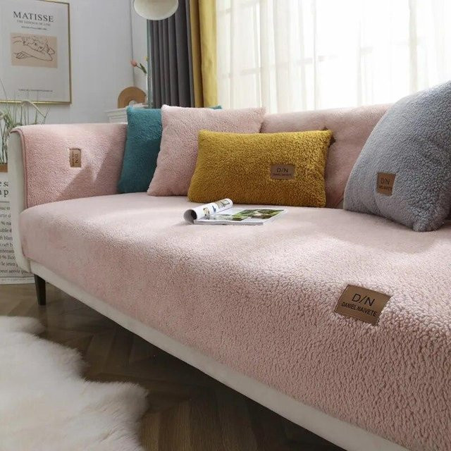 A Family Of Home Textiles Lamm Samt Sofa Kissen in Pink, quadratisch, B/T: 70 x 70 cm - Bild 1