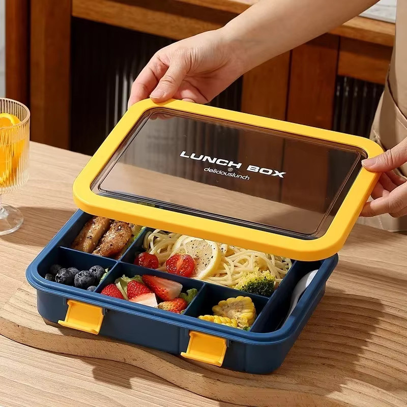 Bento-Box Lunchbox mit Besteck in Braun, 1500 ml, auslaufsicher und mikrowellengeeignet - Bild 3