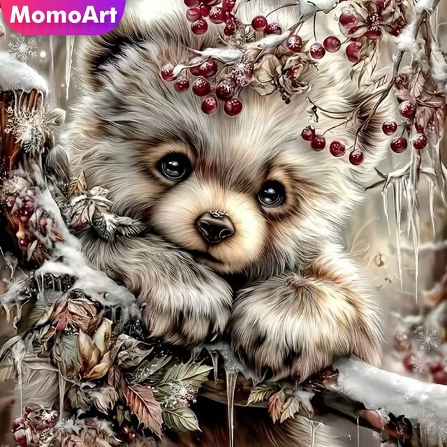 Momoart Diamantmalerei Hund Tier DIY Diamantmosaik Cartoon Acryl Bastelbedarf Stickerei Heimdekoration, Farbe: Mehrfarbig, B/T/H: 20 x 20 x 20 cm - Bild 1