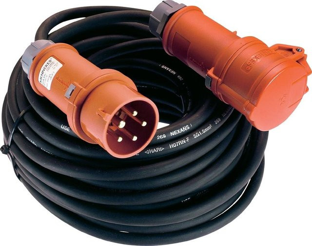 AS Schwabe Strom Verlängerungskabel CEE-Stecker zu CEE-Kupplung 32 A Schwarz 10,00 m - Bild 1