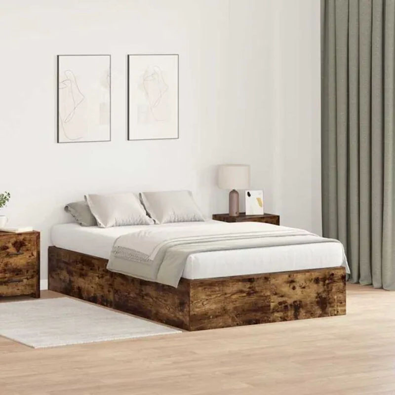 vidaXL Funktionsbett aus Holzwerkstoff in Räuchereiche Braun, Modernes Design, B/T/H: 190 x 120 x 31,5 cm - Bild 1