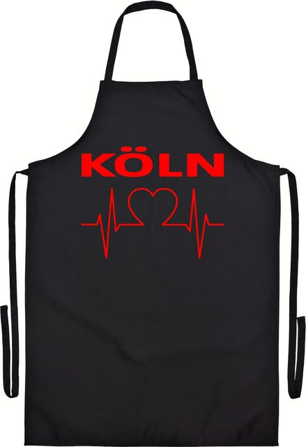 Grillschürze von multifanshop mit Köln Herzschlag Druck in Rot - Bild 1