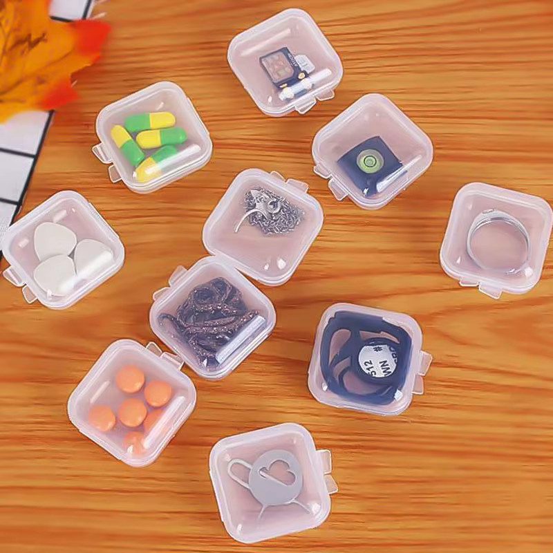 TAANY Transparente Kunststoff-Aufbewahrungsboxen im 6er-Set als quadratische Organizer für Bastelbedarf, Schmuck und Werkzeug - Bild 3