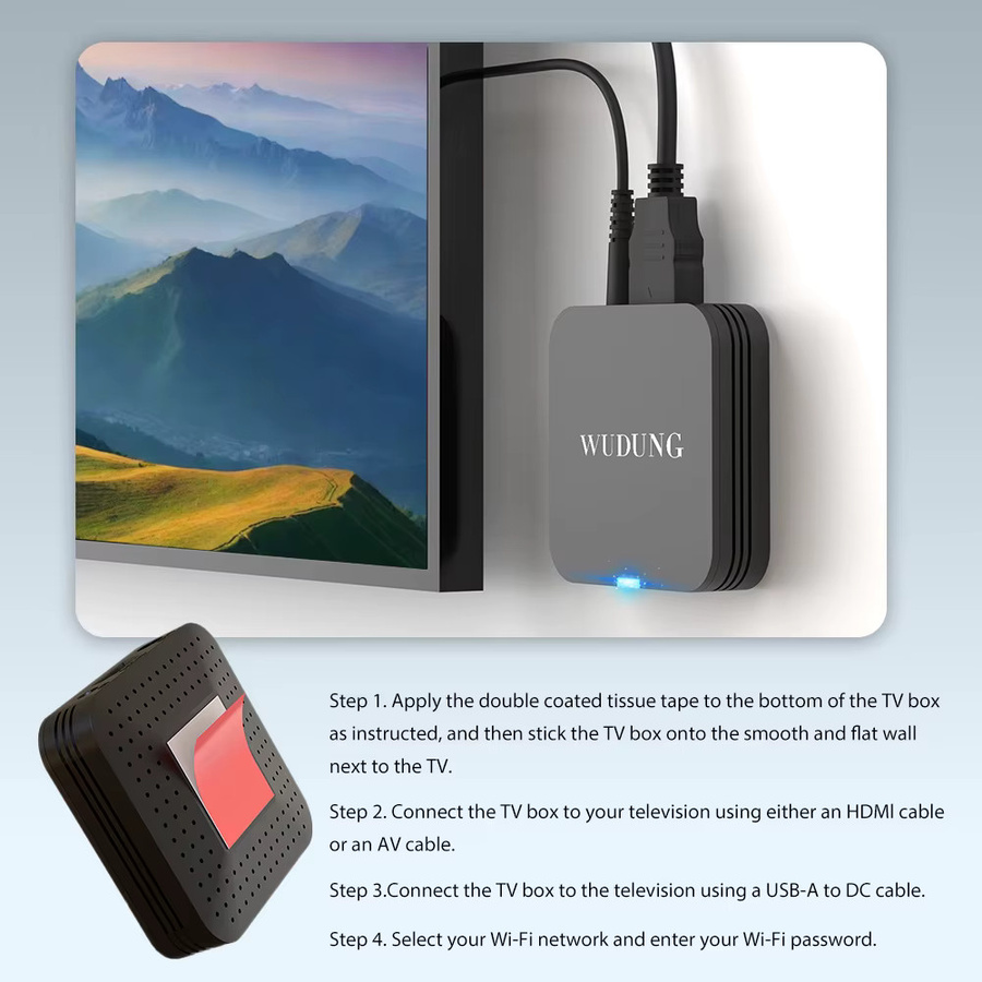 WUDUNG TX1 Smart TV Box mit Android 10.0, Allwinner H313 Quad-Core, 2GB RAM, 16GB ROM, 4K HDR, 2,4G WLAN, Schwarz - Bild 2