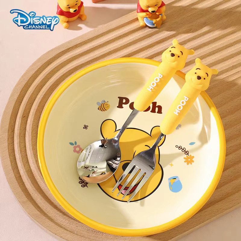 Disney Winnie the Pooh Kinderbesteck Set aus Edelstahl in Gelb mit Löffel und Gabel - Bild 2