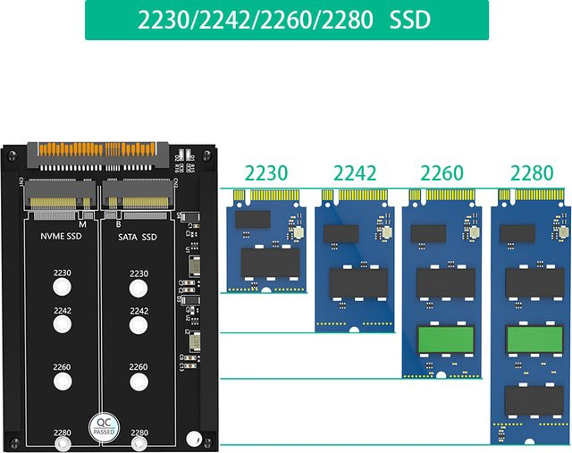 T.F.SKYWINDINTL 2 in 1 Adapter von M.2 NVMe SSD und B-Key/B&M-Key SSD zu SFF-8639 U.2 mit Halterung für MSATA SSD als 7mm 2.5 Zoll SATA Laufwerk in Schwarz und Orange - Bild 1