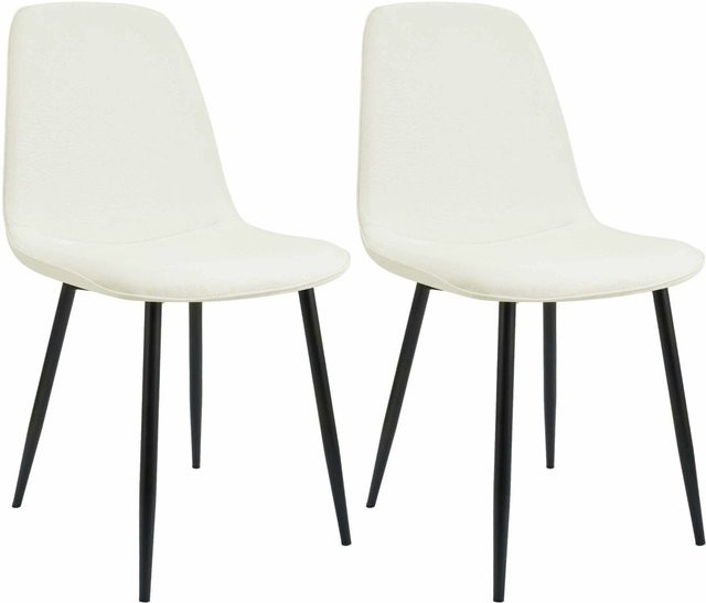 DELUKE 2er Set Esszimmerstühle RAZON aus Stoff in Creme mit Metallgestell, B/T/H: 45 x 54 x 88 cm - Bild 1